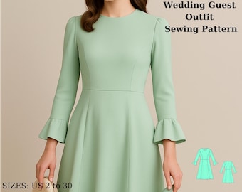 Wedding Guest Outfit,Vintage Inspired Formal Dress,(PDF Pattern,Ditto Projector)