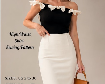 Women's Pencil Skirt PDF Sewing High Waist Skirt Pattern  Office Wear (XS-4XL) (Digital Download)
