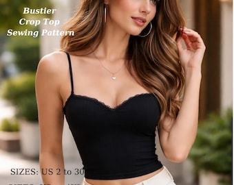 Bustier Crop Top Sewing Pattern – Sweetheart Neckline Corset Style – (PDF Download)