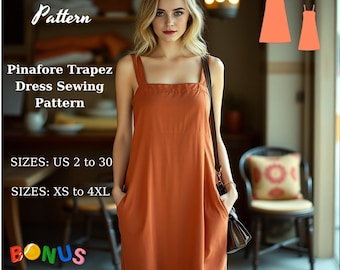 Overall Pinafore Dress Sewing Pattern: Cottagecore Apron (XS-4XL) (Digital Download)