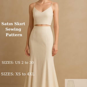 Satin Maxi Trumpet Skirt Sewing Pattern (XS-4XL) (Digital Download