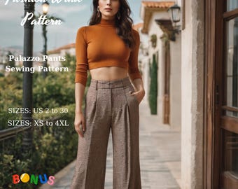 Palazzo Pants Sewing Pattern: Cottagecore Style (XS-4XL) (Digital Download)