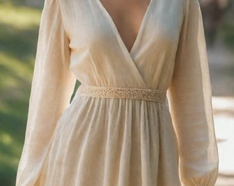 Patrón de costura para vestido de lino estilo cottagecore: estilo cruzado (XS-4XL) (Descarga digital)