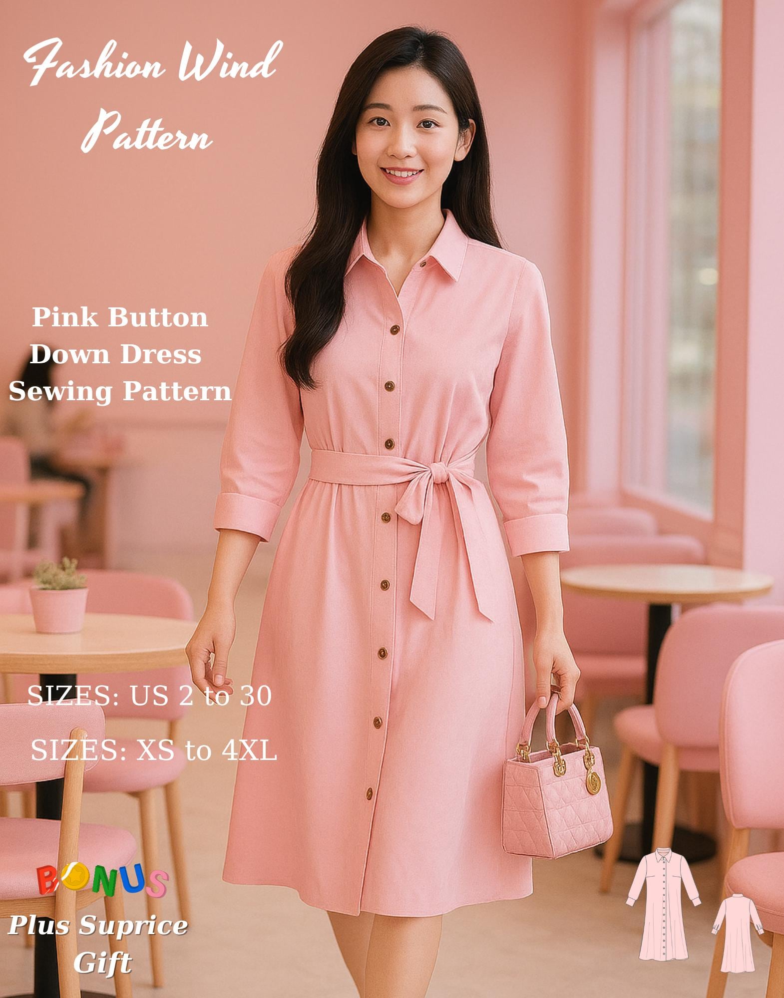 Pink Button Down Dress - Etsy