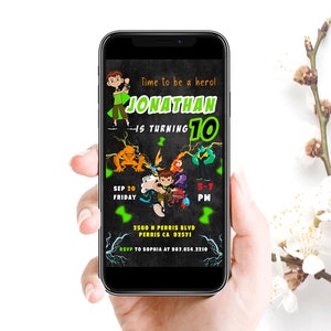 Editable Mobile Ben 10 Birthday Invitation Template, Circus Ben Ten Birthday Party Invitations, Digital Ben10 Kids Invite, Evite Bday Card