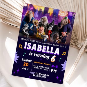 Editable Sing 2 Birthday Invitation Template, Printable Birthday Party Invitations, Digital Bday Party Invite Bday Card