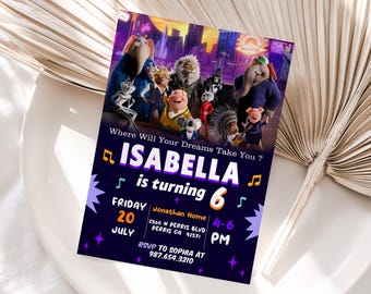 Editable Sing 2 Birthday Invitation Template, Printable Birthday Party Invitations, Digital Bday Party Invite Bday Card