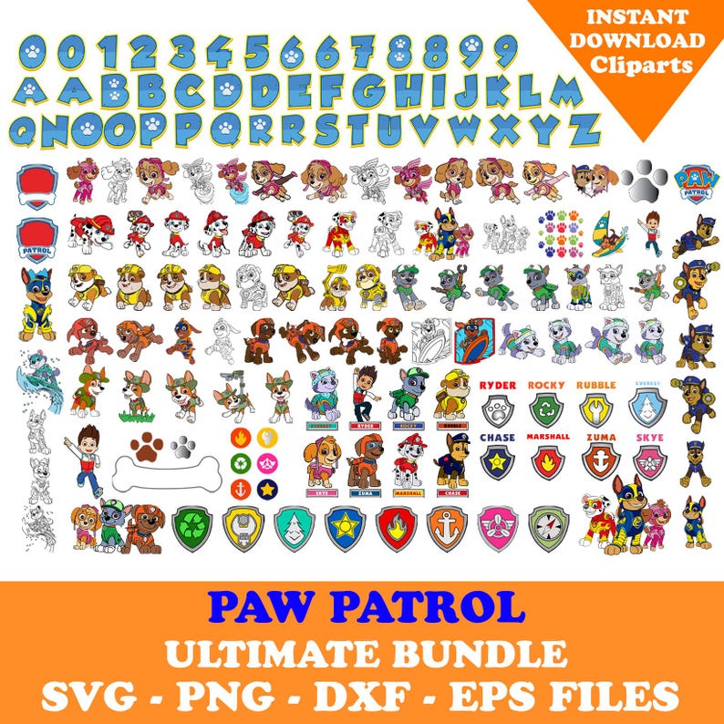 Más de 750 diseños de Paw Ty Svg Bundle: elemento en capas, clipart, Cricut, archivo de corte vectorial digital, archivos Svg, PNG, Dxf, Eps, más de 150 diseños únicos imagen 1
