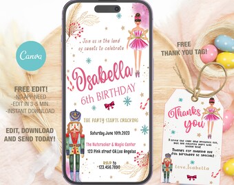 くるみ割り人形の誕生日招待状テンプレート、Evite Bdayカード（デジタル）
