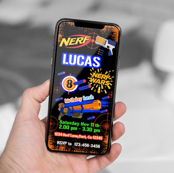 Editable Mobile Nerf Birthday Invitation Template (Digital Evite)