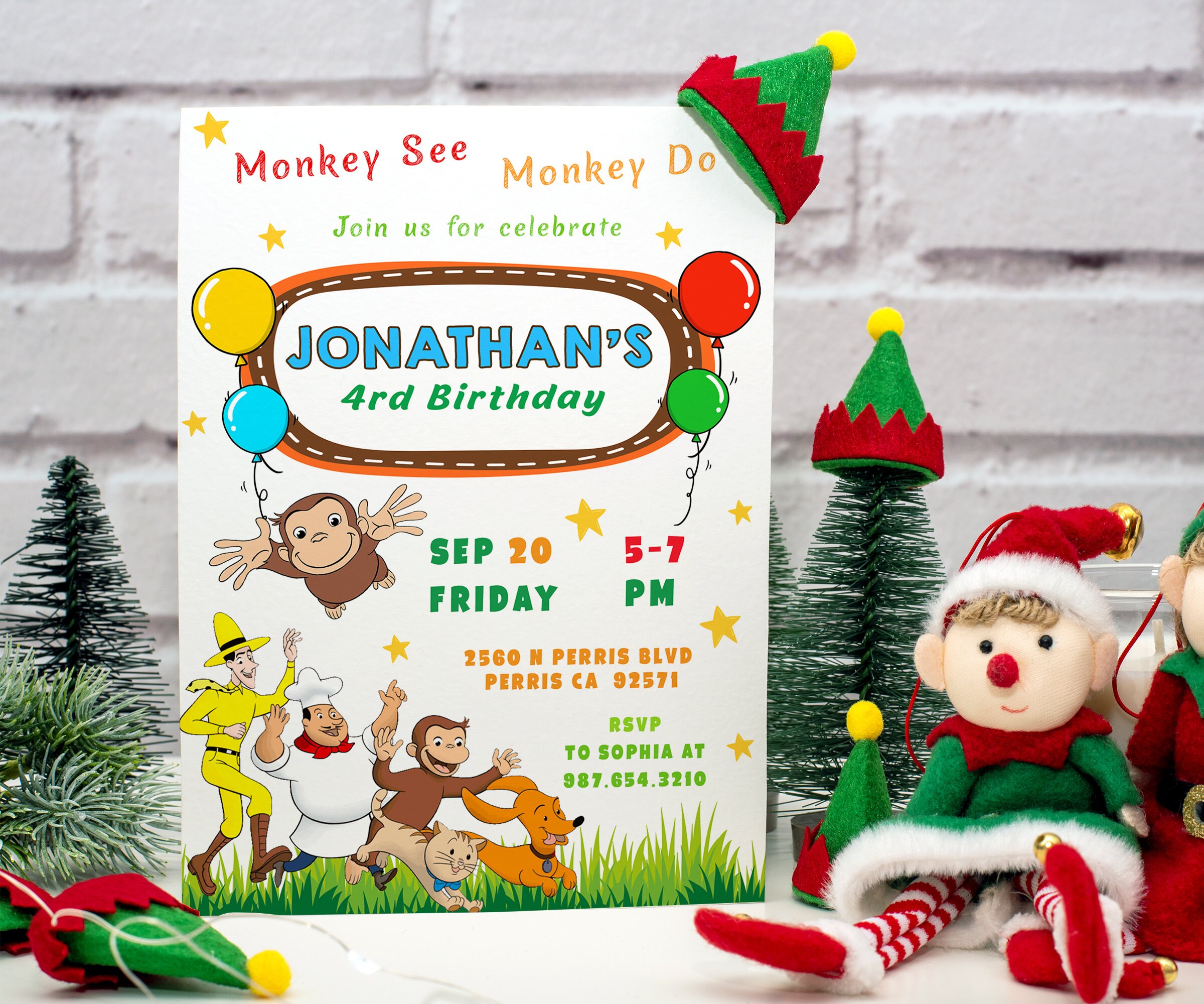 George Michael Invitation Editable Curious George Birthday Invitation Template, Printable ...
