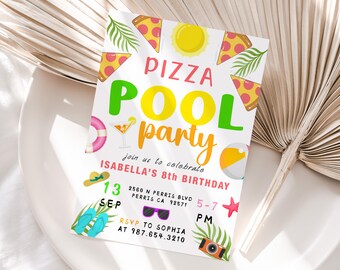 Pizza Pool Party Geburtstagseinladung Vorlage (Digitaler Download)