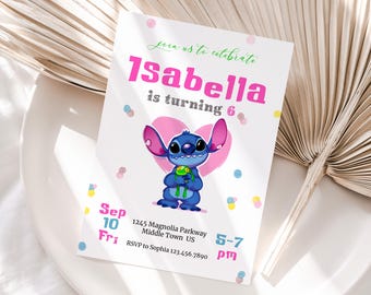 Stitch Geburtstagseinladung Vorlage, Kids Party Invite (Digital)