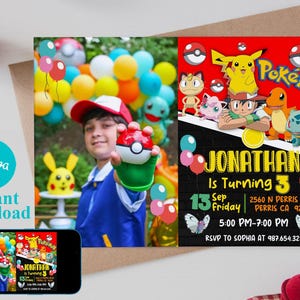 Editable Photo Birthday Invitation Template, Printable Birthday Party Invitations, Digital Kids Party Invite Template Bday Card