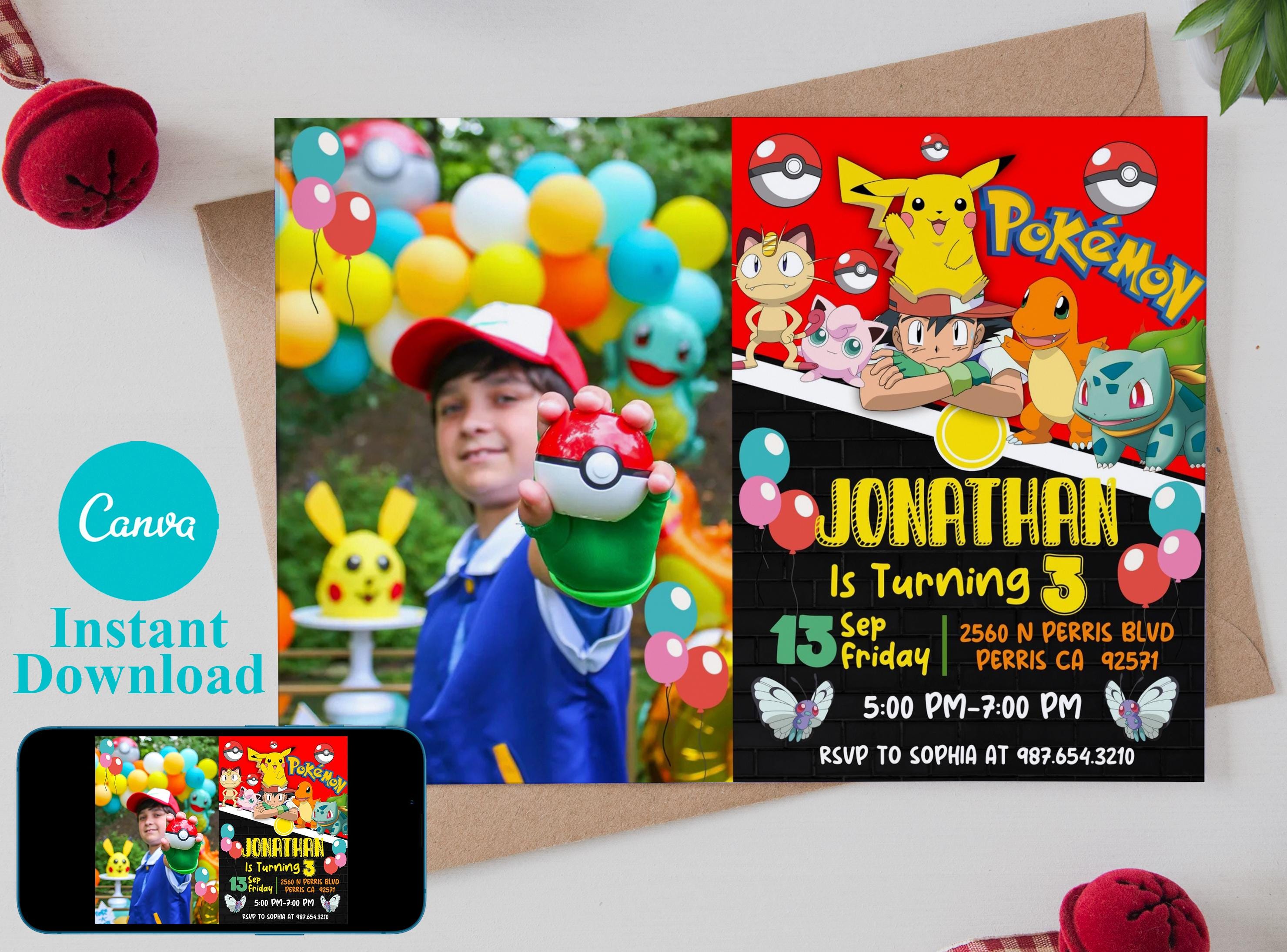 Photo Party Invitations Editable Photo Pokemon Birthday Invitation Template (digital Download ...