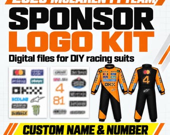 2025 McLaren Team F1 Racing Sponsor Logos, DIY Racing Suit  - Instant Digital Download