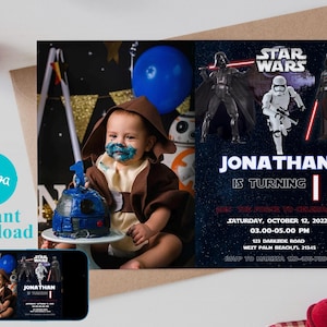 Editable Photo Birthday Invitation Template, Printable Birthday Party Invitations, Digital Kids Party Invite Template, Evite Bday Card
