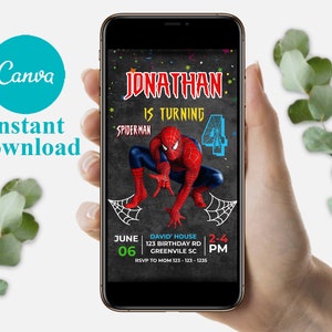 Bearbeitbare Mobile Geburtstagseinladungsvorlage, Einladungen zur Geburtstagsfeier, Digitale Kinderparty einladen, Sofortiger Download Evite Geburtstagskarte