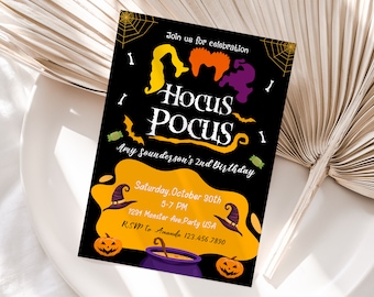 Hocus Pocus Birthday Invitation Template, Printable Party Invite (Digital)