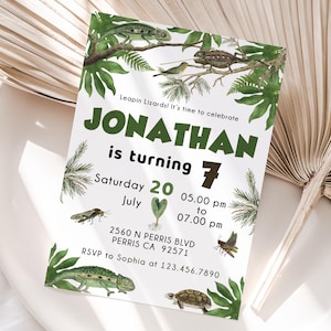Editable Reptile Birthday Invitation Template, Printable Birthday Party Invitations, Digital Bday Party Invite Template, Invite Bday Card