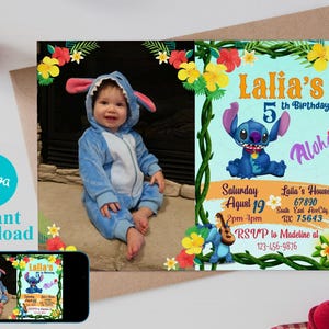 Modèle d'invitation d'anniversaire photo modifiable au point, invitations de fête d'anniversaire imprimables, invitation numérique à une fête d'enfants, carte d'anniversaire pour garçons et filles