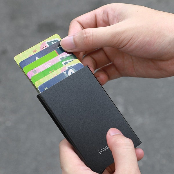 SecureSlide: Sleek Metal Wallet with Automatic Pop-up Card Holder & Anti-Degaussing Technology