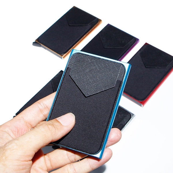 SecureSlim: RFID-Protected Metal Card Holder with Lycra Cloth – Sleek Aluminum Alloy Credit Card Box