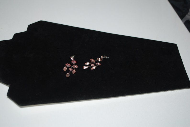 Vintage Rhinestone Earring Dangles Frosted Pink Milk Glass and Pink Clear Stones Brass 1960s Edwardian Celtic Shabby Chic Feminine Light ER