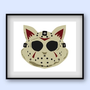 Jason Voorhees Kitty Cat Digital File Download, Friday 13th, Horror movie 80s PDF, Halloween PDF, Cricut, Vector Clipart svg clipart sticker