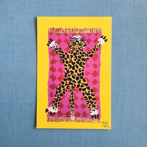 Postkarte Karte A6 Limitierter Druck Geschenk Grußkarte Acryl Malerei Leopard Bild 2