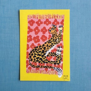 Postkarte Karte A6 Limitierter Druck Geschenk Grußkarte Acryl Malerei Leopard Bild 6