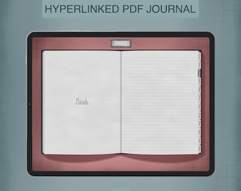 Velour digital Journal PDF for iPad Pro | Digital Lined Journal with Month Tabs | Vintage Style Journal
