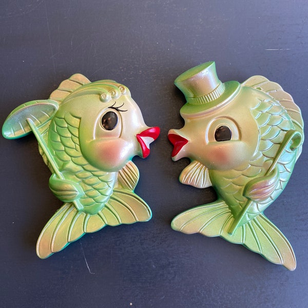 Miller Studios Chalkware Mr. & Mrs. Fish Wall Decor