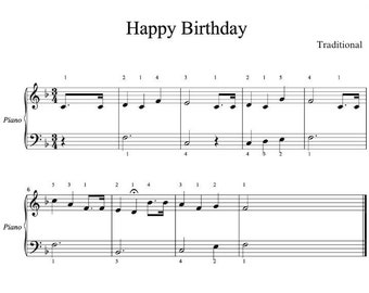 Happy Birthday for begginers (Piano Sheet Music) PDF, Instant Download