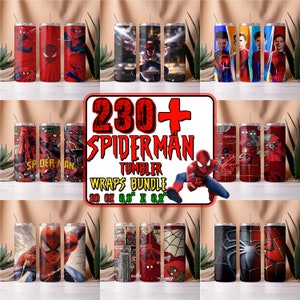 Pacote com mais de 230 embalagens para copos do Homem-Aranha | Embalagem para copos do Homem-Aranha PNG | Copo de sublimação de 20 oz | Copo do Aranha PNG | Embalagem para copos de desenho animado