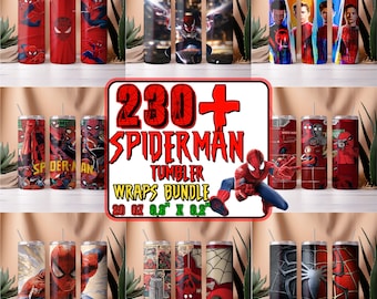 230+ Spiderman Becher Wrap Bündel | Spider Man Tumbler Verpackung PNG | 20 oz Sublimationsbecher | Spidey Becher PNG | Cartoon Becher Verpackung
