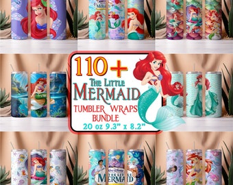 90+ Die kleine Meerjungfrau Tumbler Wrap Bundle | 20 Unzen kleine Meerjungfrau Becher PNG Bild Sublimation |  Meerjungfrau Becher | Cartoon Wrap Design