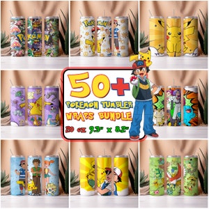 Más de 50 Pokémon Tumbler Wrap Bundle / Pokemon Tumbler Design / Pikachu 20oz Tumbler PNG / Pikachu Tumbler Sublimation / Pokemon Sublimation Wrap