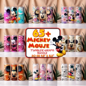 Ensemble d'emballages pour gobelets Mickey, 65 ans et plus | Gobelet Minnie 20 oz PNG à sublimation d'image, gobelet Mickey | Emballage de gobelet Minnie Cartoon