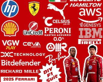 Ferrari 2025 Formel-1-Sponsor-Logo-Abziehbilder | Vinyl Schneiden | Kunsthandwerk und SVG & PNG Digitale Dateien zum Drucken | Sofort Download