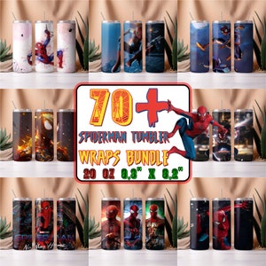 70+ Spiderman Becher Wrap Bündel | Spider Man Tumbler Verpackung PNG | 20 oz Sublimationsbecher | Spidey Becher PNG | Cartoon Becher Verpackung