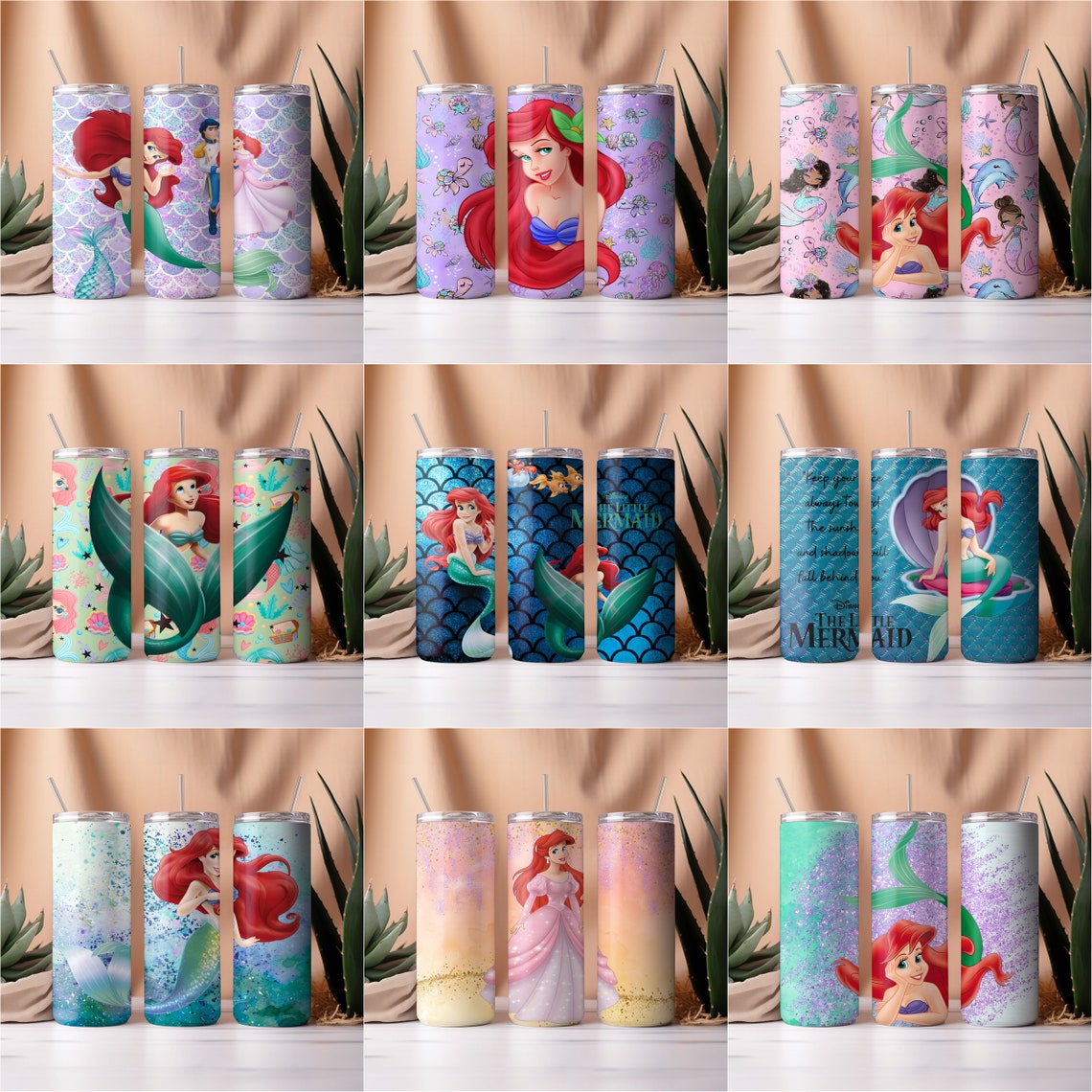 Little Mermaid Tumbler Wrap Bundle | 20 Oz PNG Sublimation (digital ...