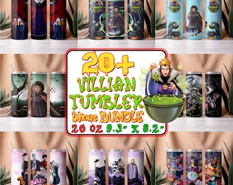 Villains Tumbler Wrap Bundle | Evil Tumbler, Halloween Tumbler Wrap Design, Villain Bad Girls 20 oz Tumbler, Villain Sublimation Designs