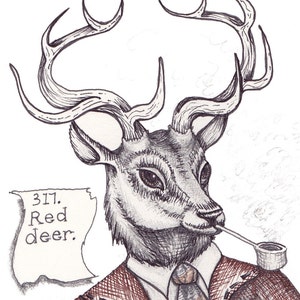 Deer Stag Art Deer Print Deer Illustration Anthropomorphic Deer image 2