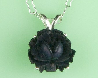 Vintage Black Rose Necklace