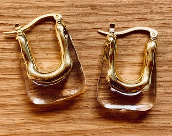 Transparent Resin Lucite Hoop Earrings for Women