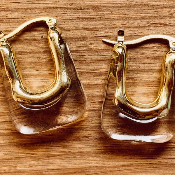 Transparent Resin Lucite Hoop Earrings for Women