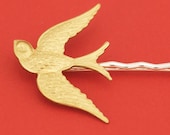 Large Brass Sparrow Bird Hairpin