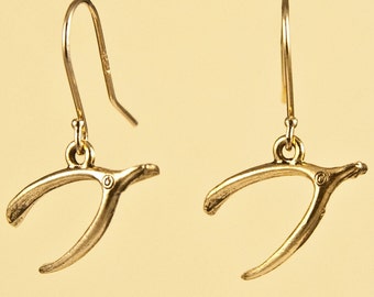 Vintage Wishbone Charm Earrings