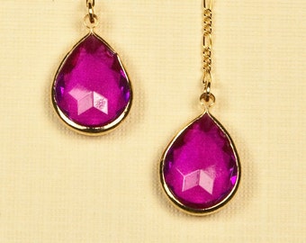 Vintage Fuchsia Drop Earrings